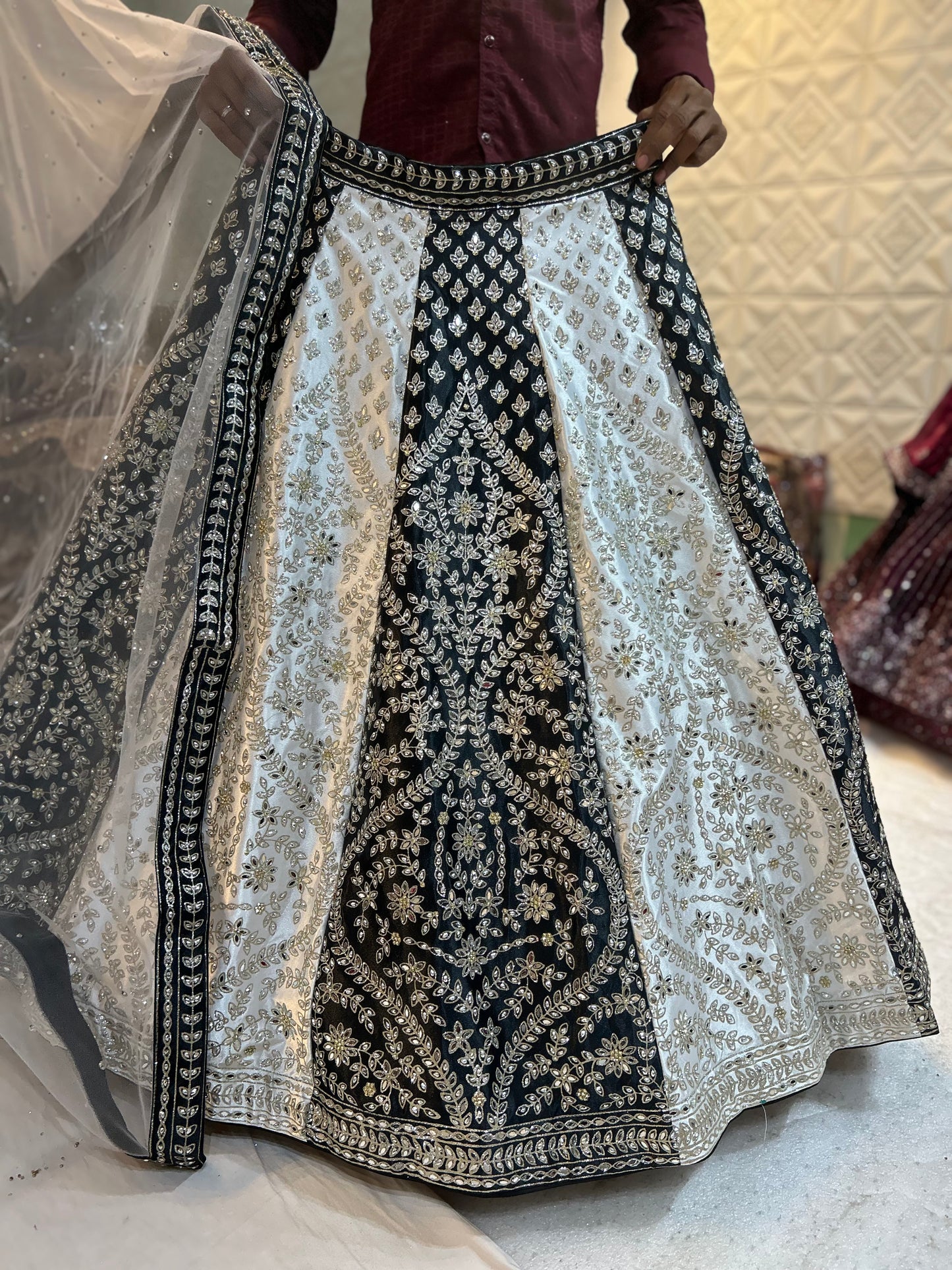 Partywear white black Sparkling Lehenga