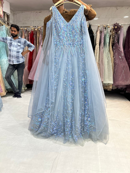 Fabulous Flairy blue Gown