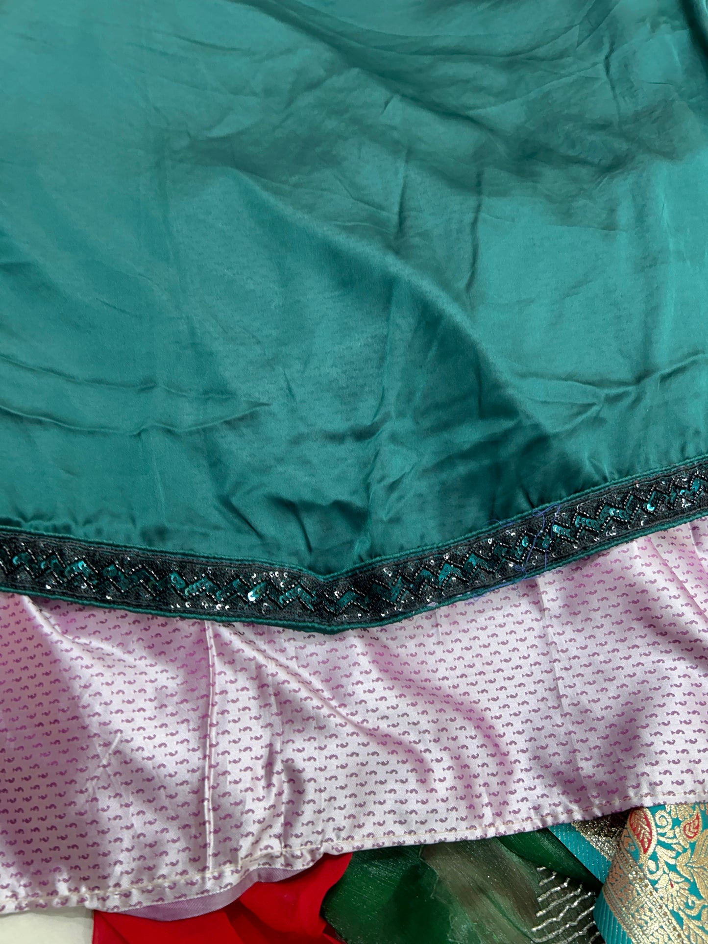 Sparkling Dark green shimmer Saree