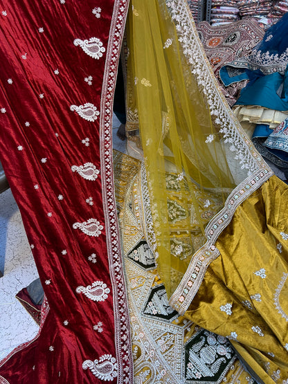 Yellow Haldi mehendi lehenga