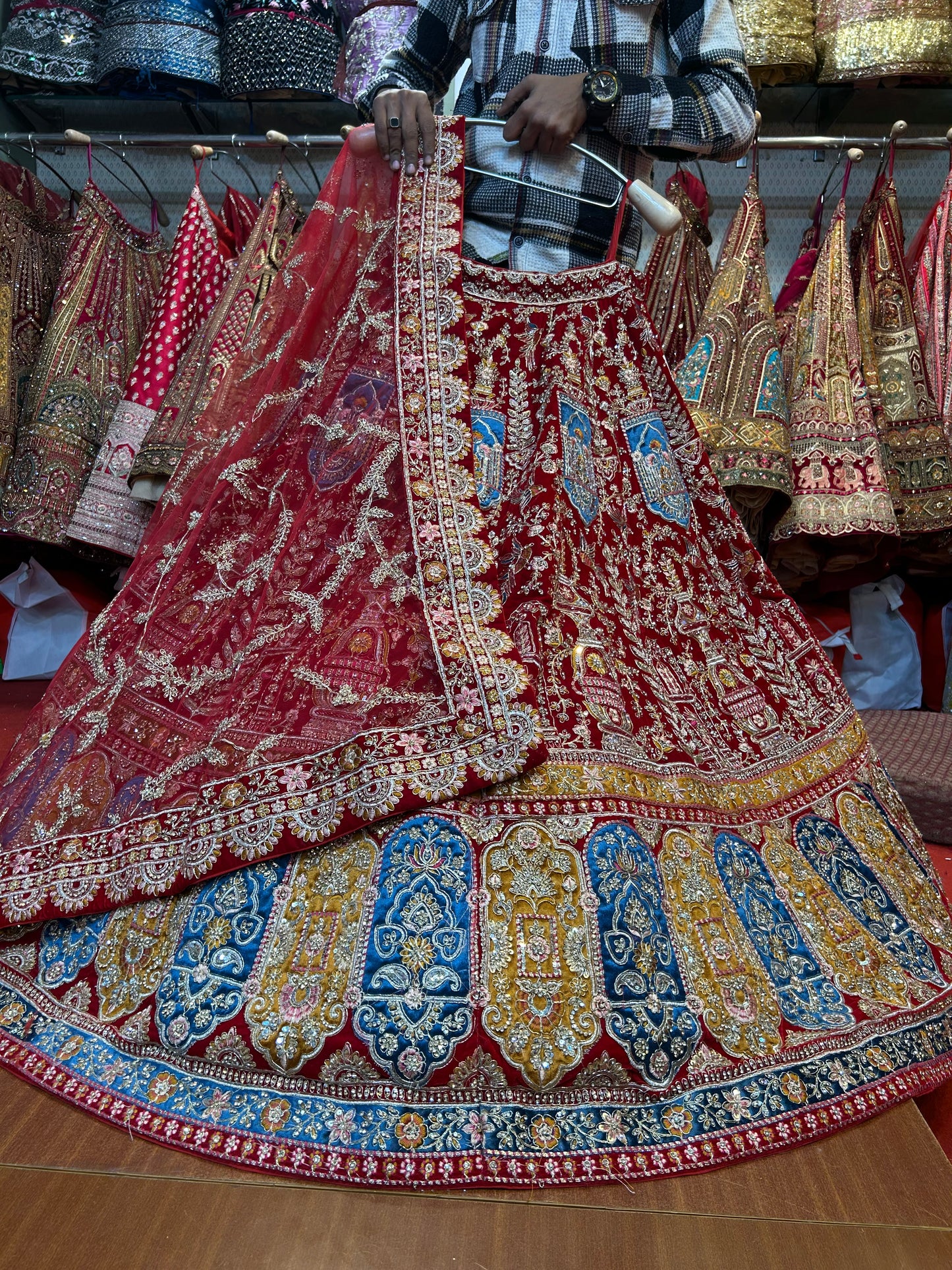 Majestic red bridal Lehenga