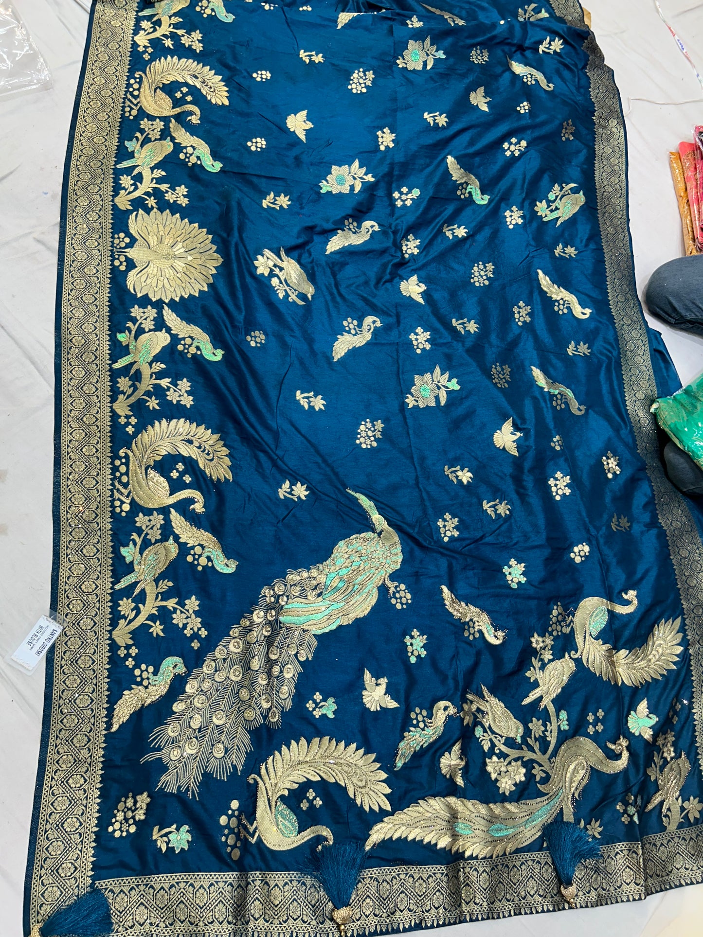 Peacock dark blue saree