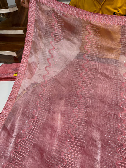 Extraordinary pink Lilac peach saree