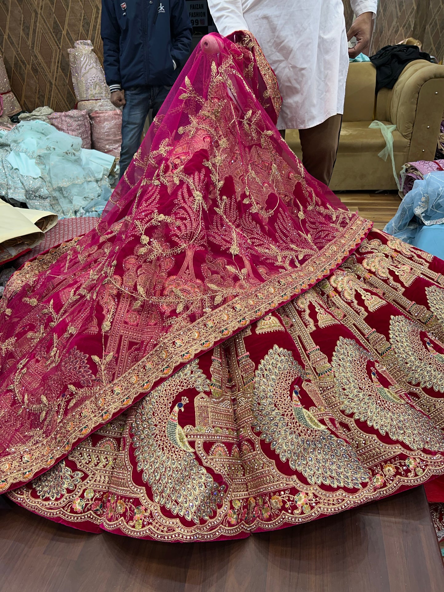 Lovely red peacock ball bridal lehenga