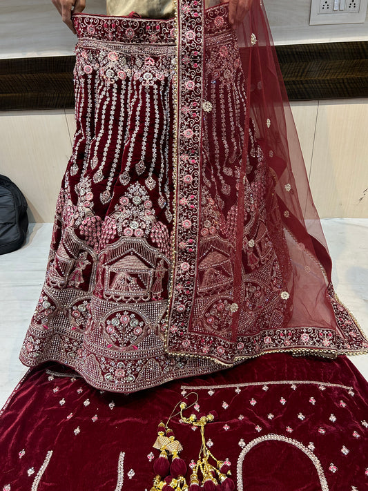 Rajwada  maroon  lehenga Chandni Chowk Delhi