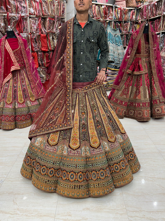 Fabuloso lehenga de baile color granate😍