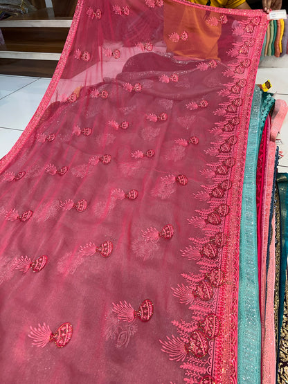 Lilac orange fantastic saree