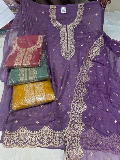 Purple Fancy women Unstitched Suit