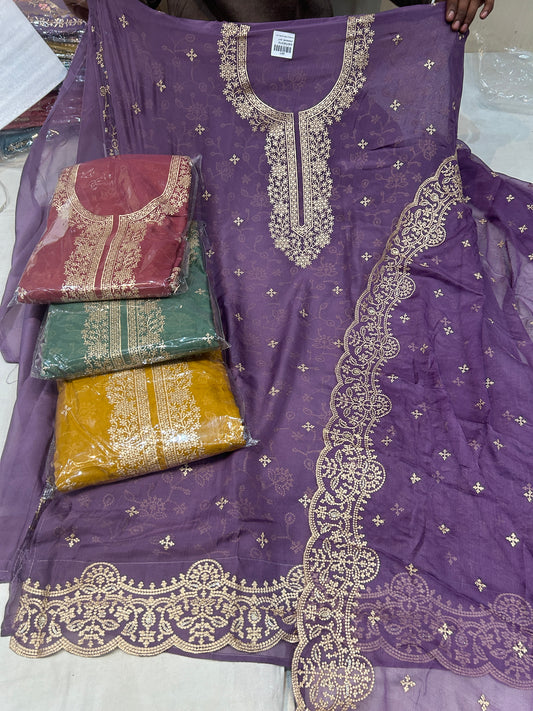 Purple Fancy women Unstitched Suit