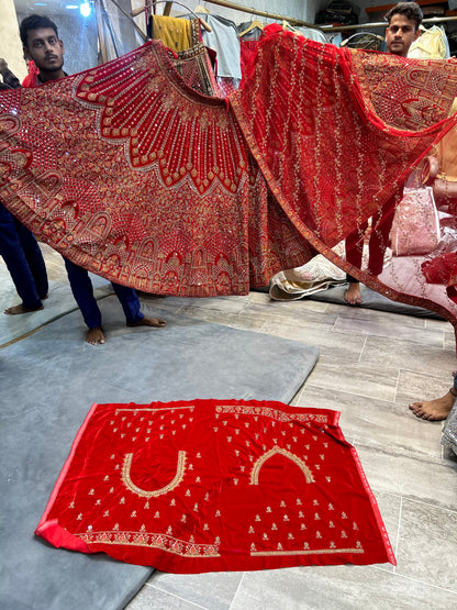 Increíble Lehenga nupcial roja Jhumka