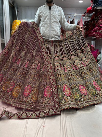 Something different maroon doli Barat ball bridal lehenga