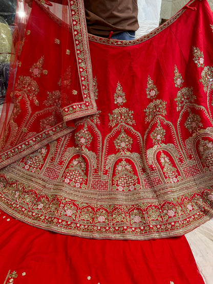 Pure Handwork Red lehenga