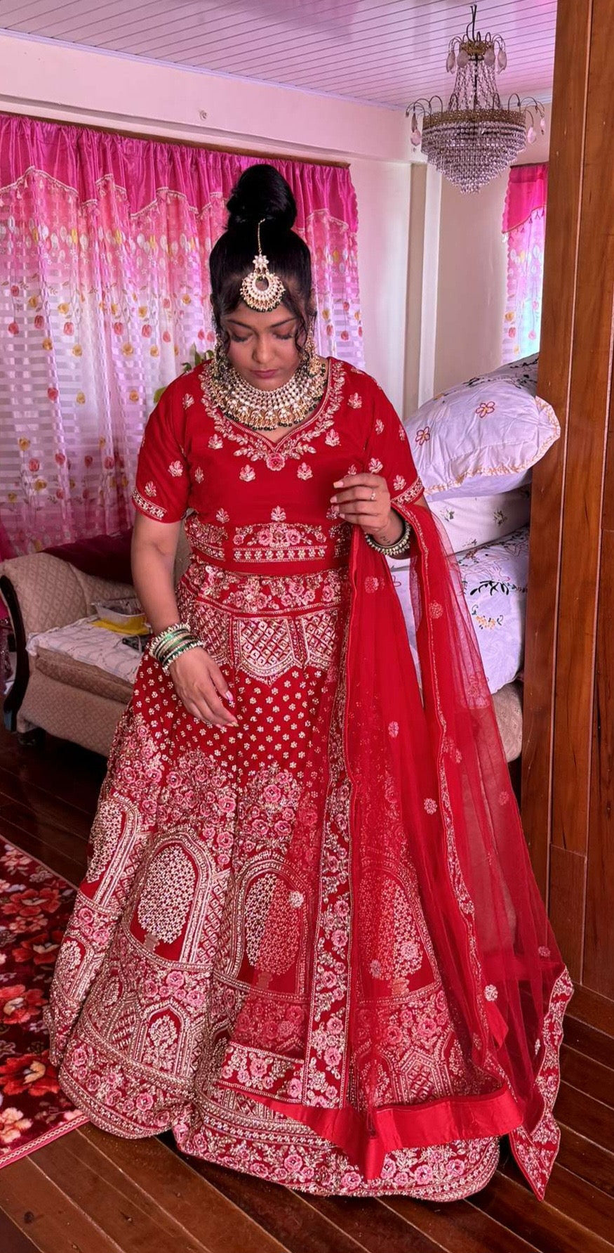 Happy customer red Ball Khidki Bridal Lehenga