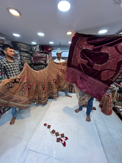 Maroon Double Duptta bridal lehenga