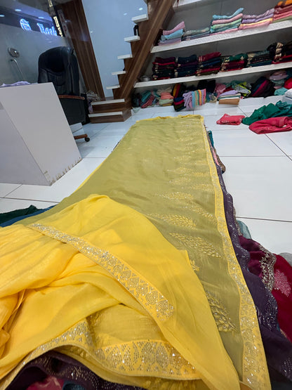 Yellow Haldi mehendi saree