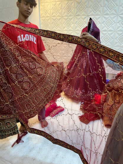 Glamourous maroon bridal Lehenga