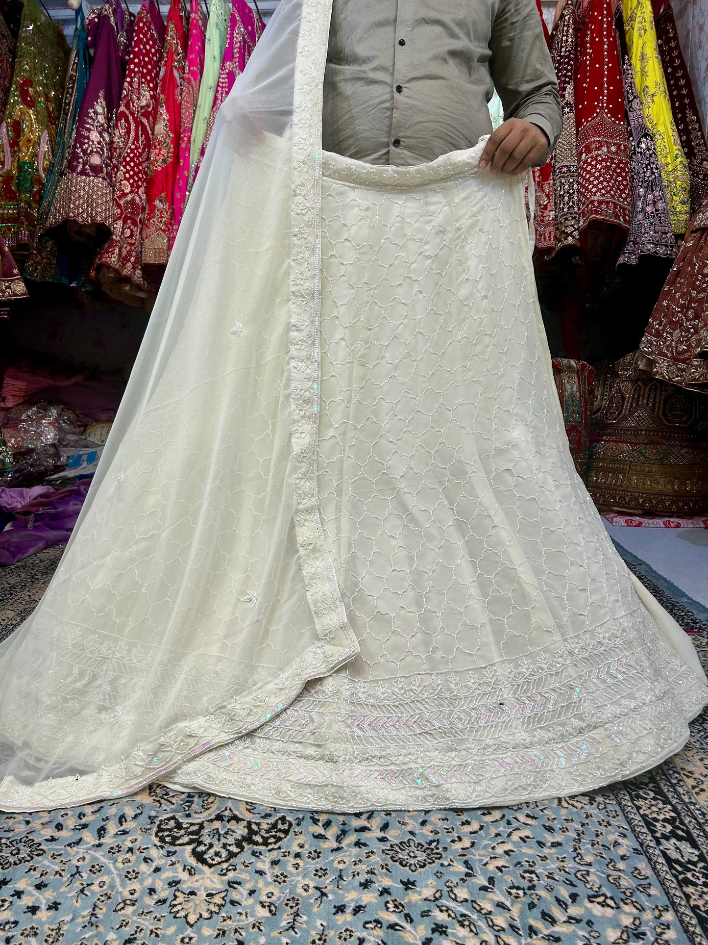 Tremendous white sequence lehenga