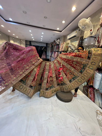 Lovely Marwari Red mustard Double Dupatta Lehenga