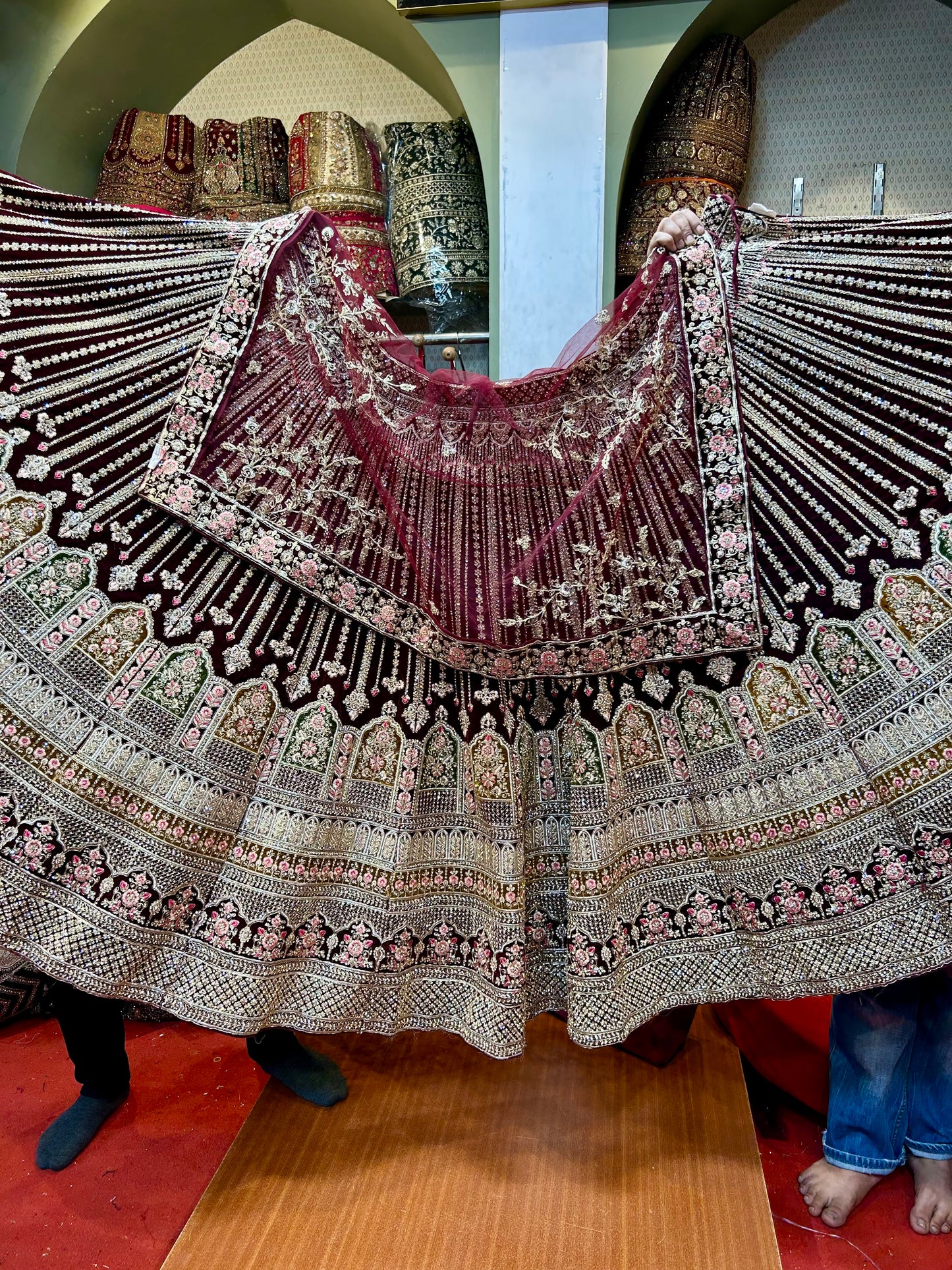 Designer maroon bridal Lehenga