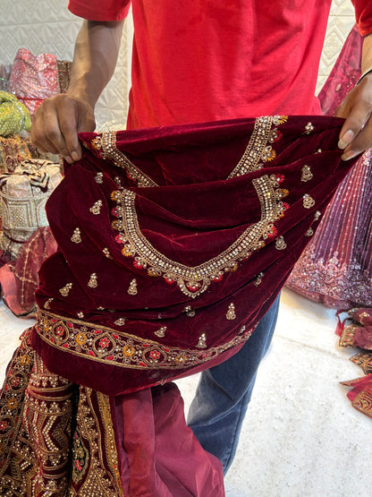 Glamourous maroon bridal Lehenga