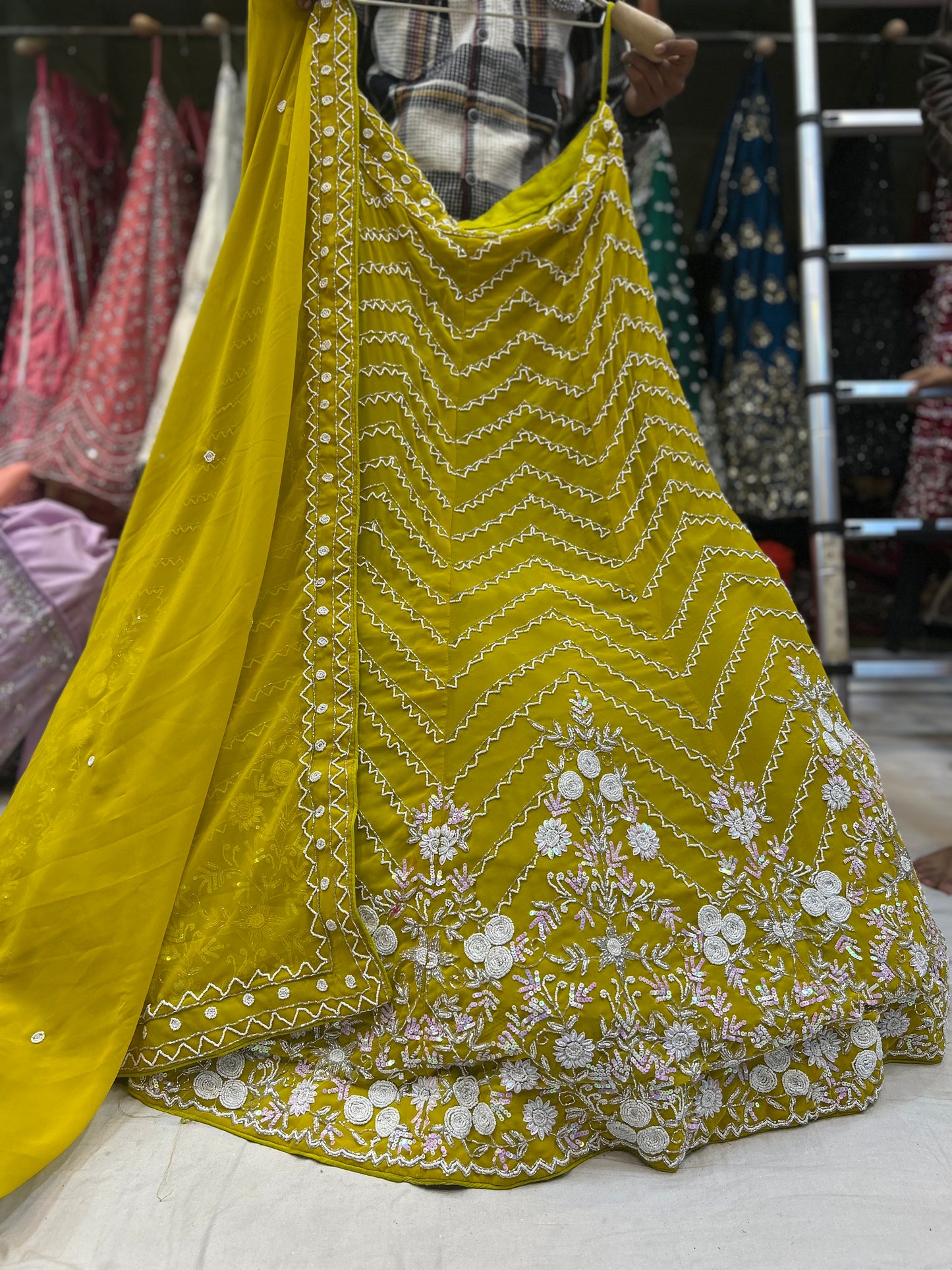 Fabulous yellow haldi mehendi Lehenga