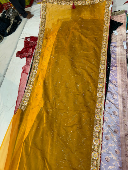 Yellow haldi mehendi Saree