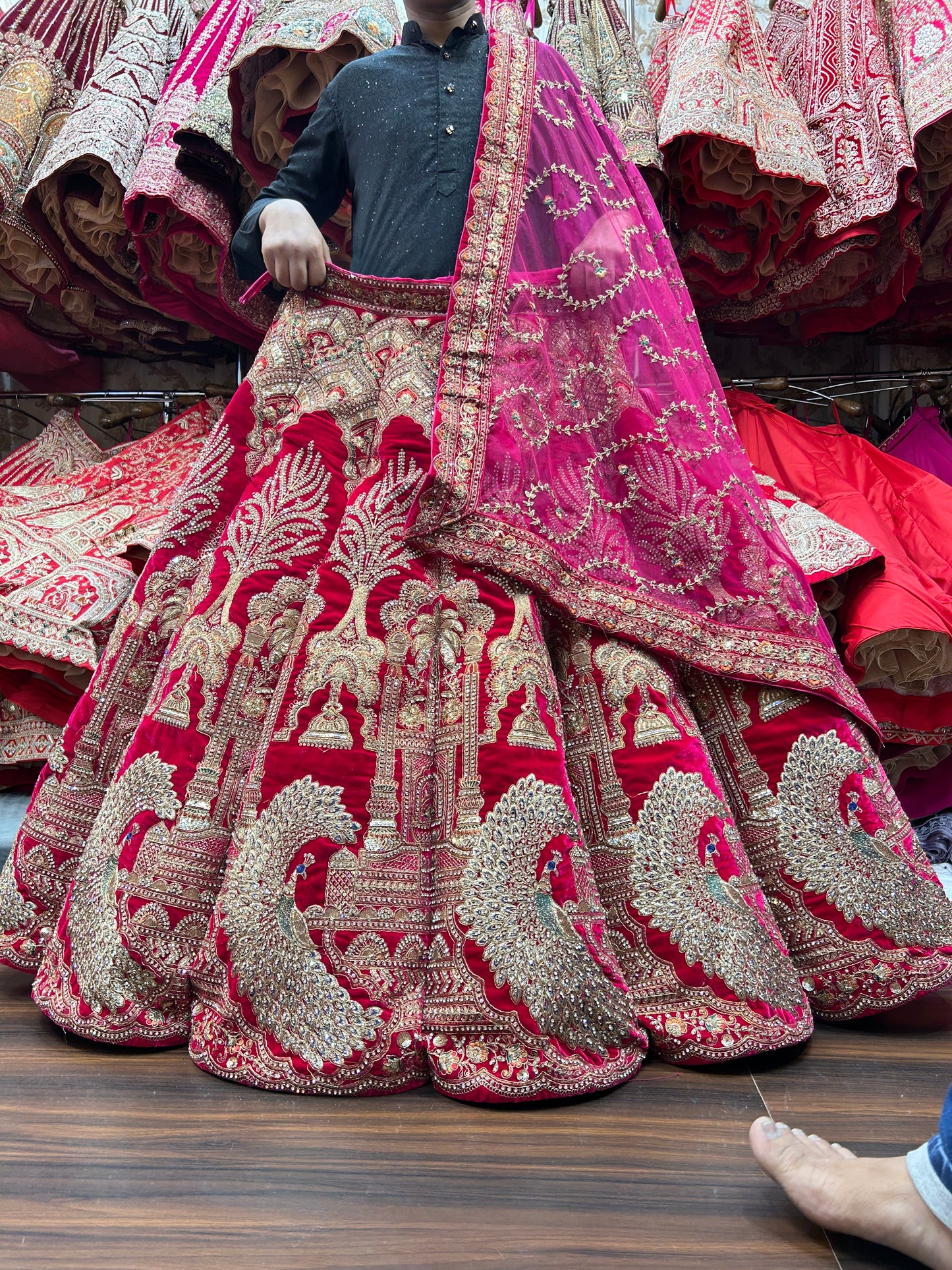 Lavishing peacock ball bridal lehenga