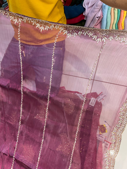 Purple Violet sparkling saree