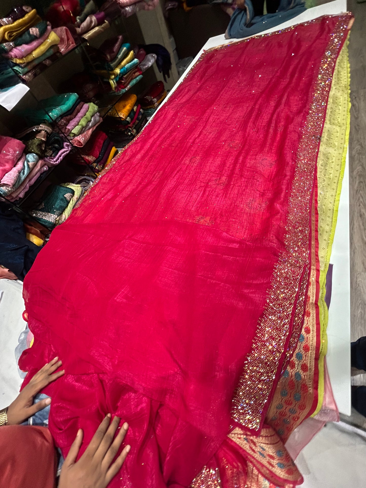 Gorgeous dazzling red saree