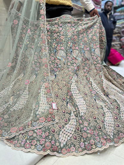 Khoobsurat peacock pista green Lehenga