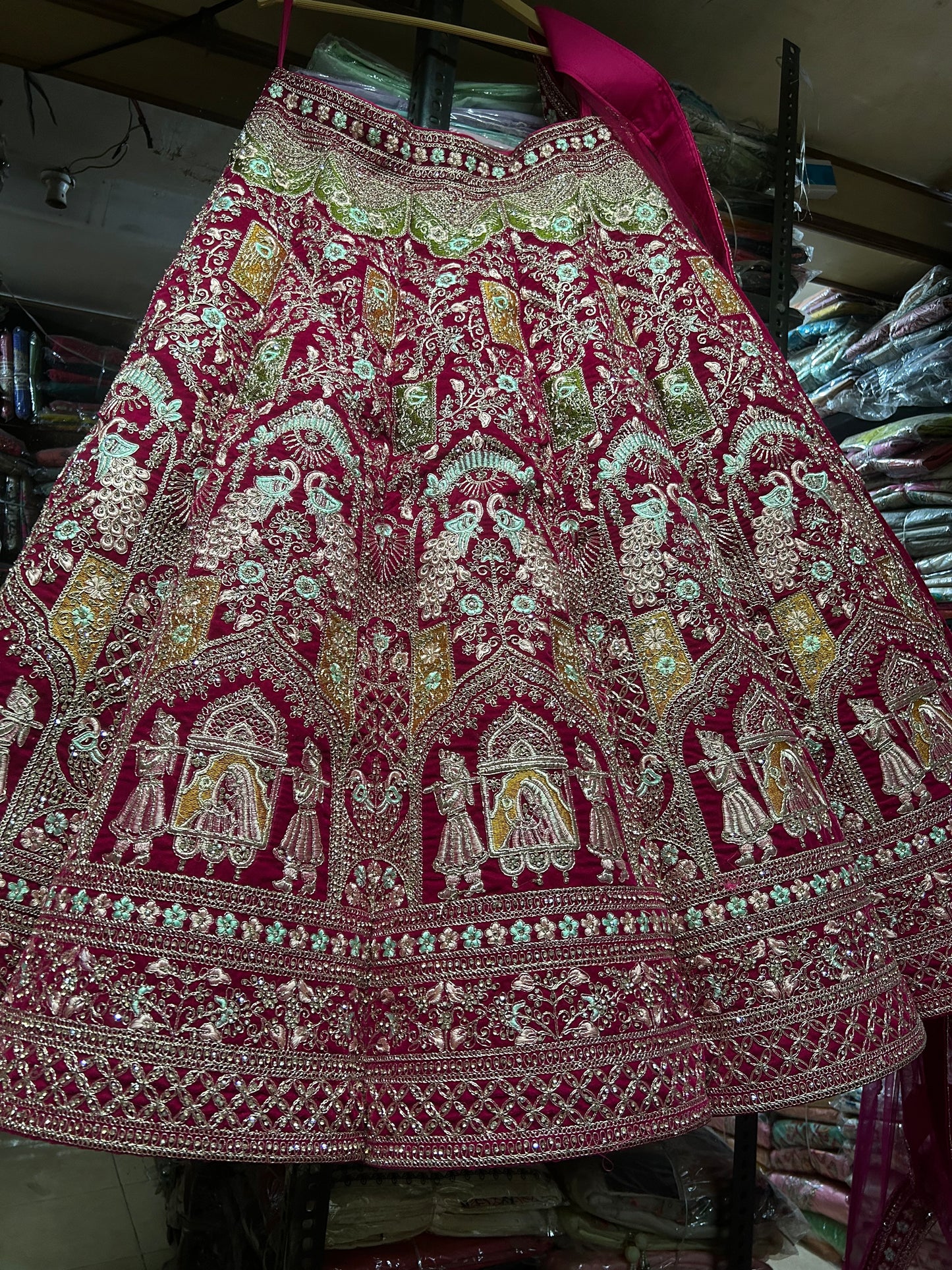 Lavishing red doli Barat bridal lehenga