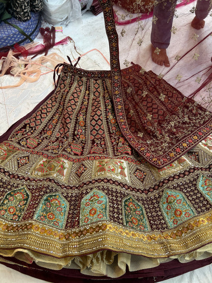 Fantastic maroon doli barat bridal lehenga