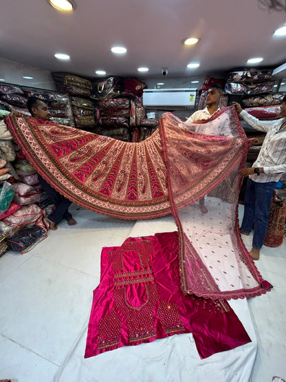 Trendy peacock cutwork bridal lehenga