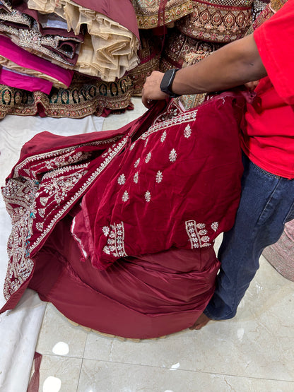 Maroon peacock bridal lehenga