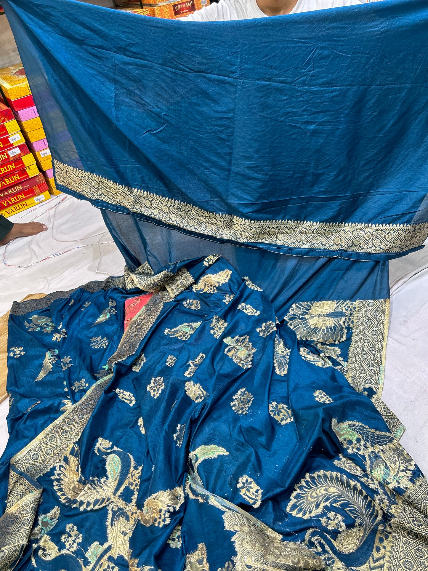 Peacock dark blue saree