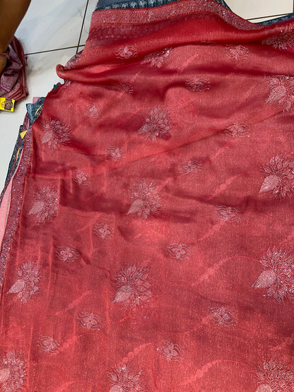 Tremendous Orange Peach saree