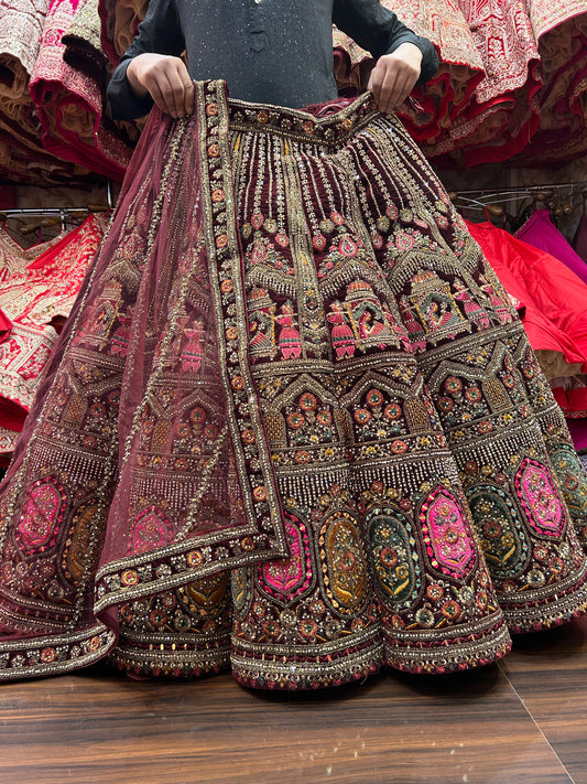 Fair maroon ball bridal lehenga