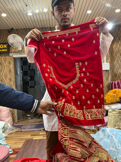 Lavishing red bridal lehenga