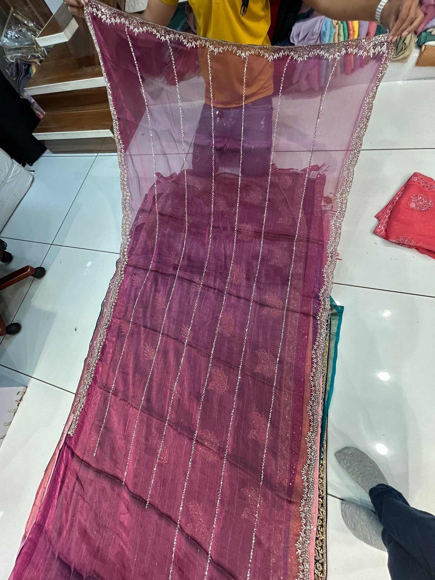 Purple Violet sparkling saree