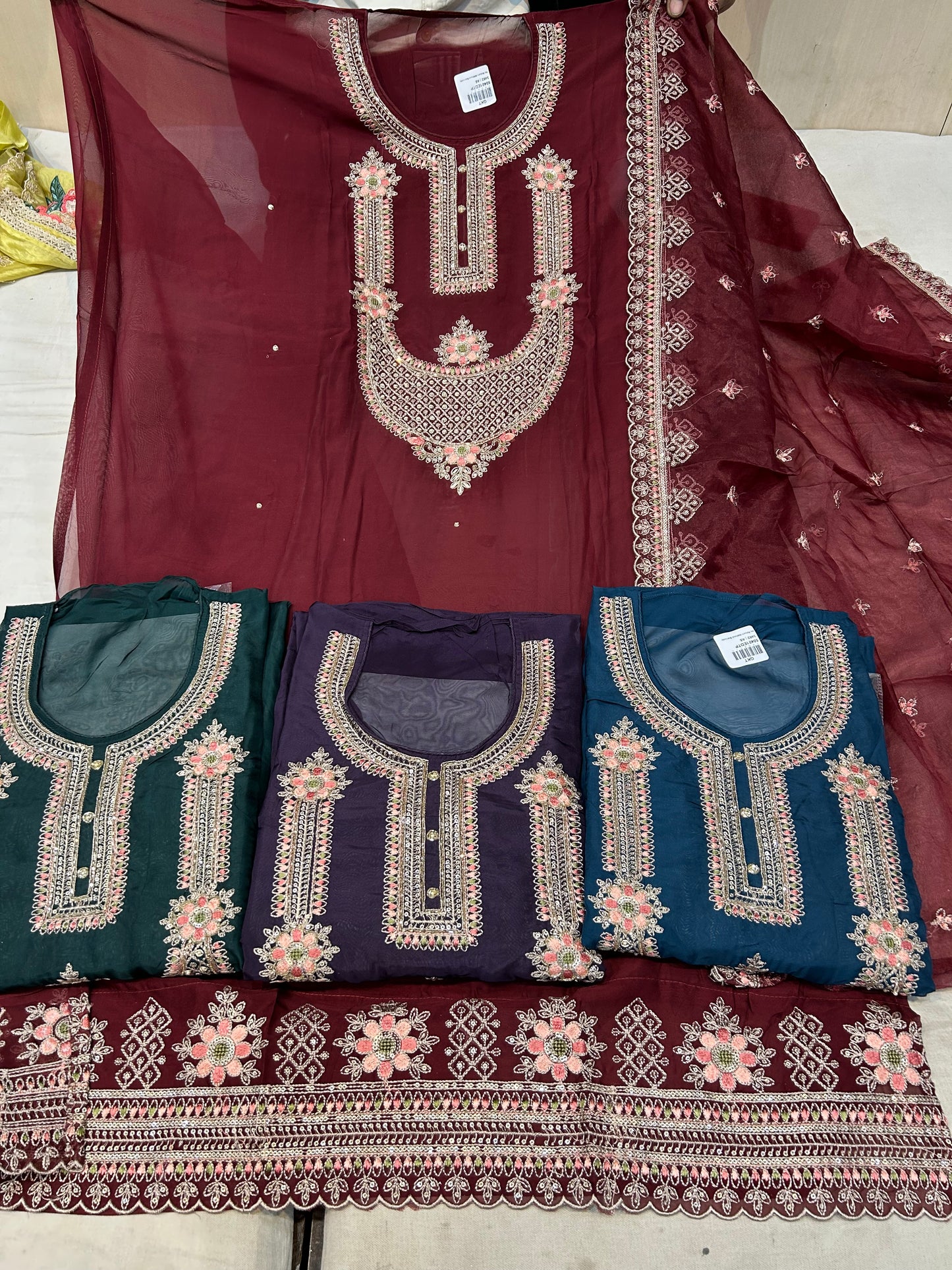 Awesome maroon unstitched salwar suit dress material(free size)