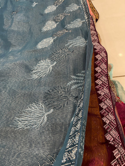 Decorative blue saree