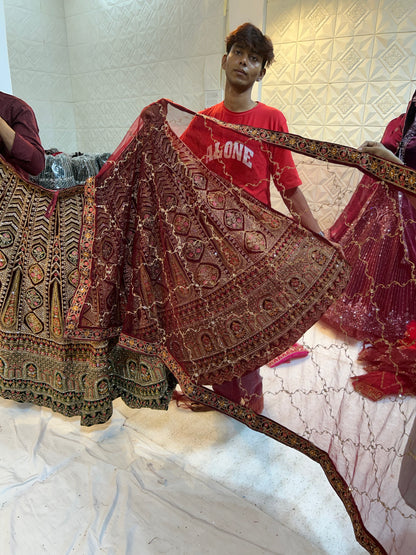 Glamourous maroon bridal Lehenga