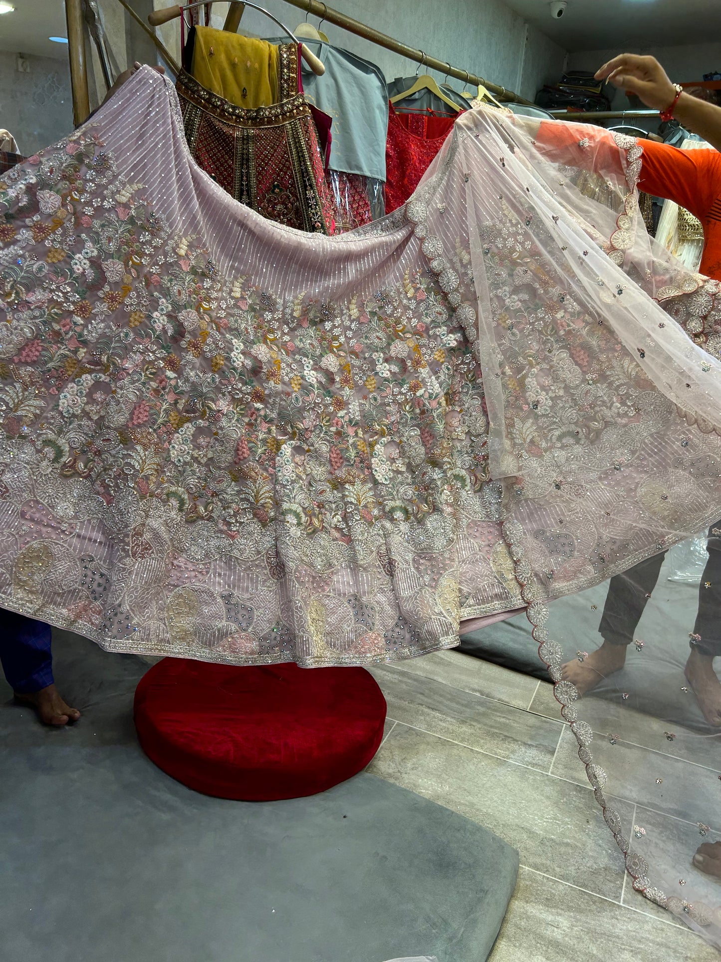 Awesome baby pink Multi Flower Lehenga