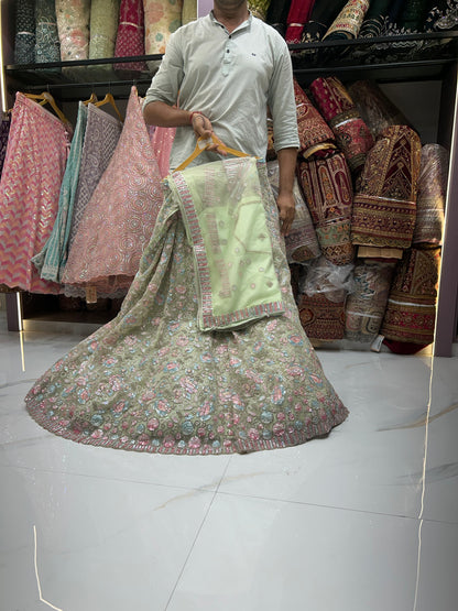 Floral light Green lehenga