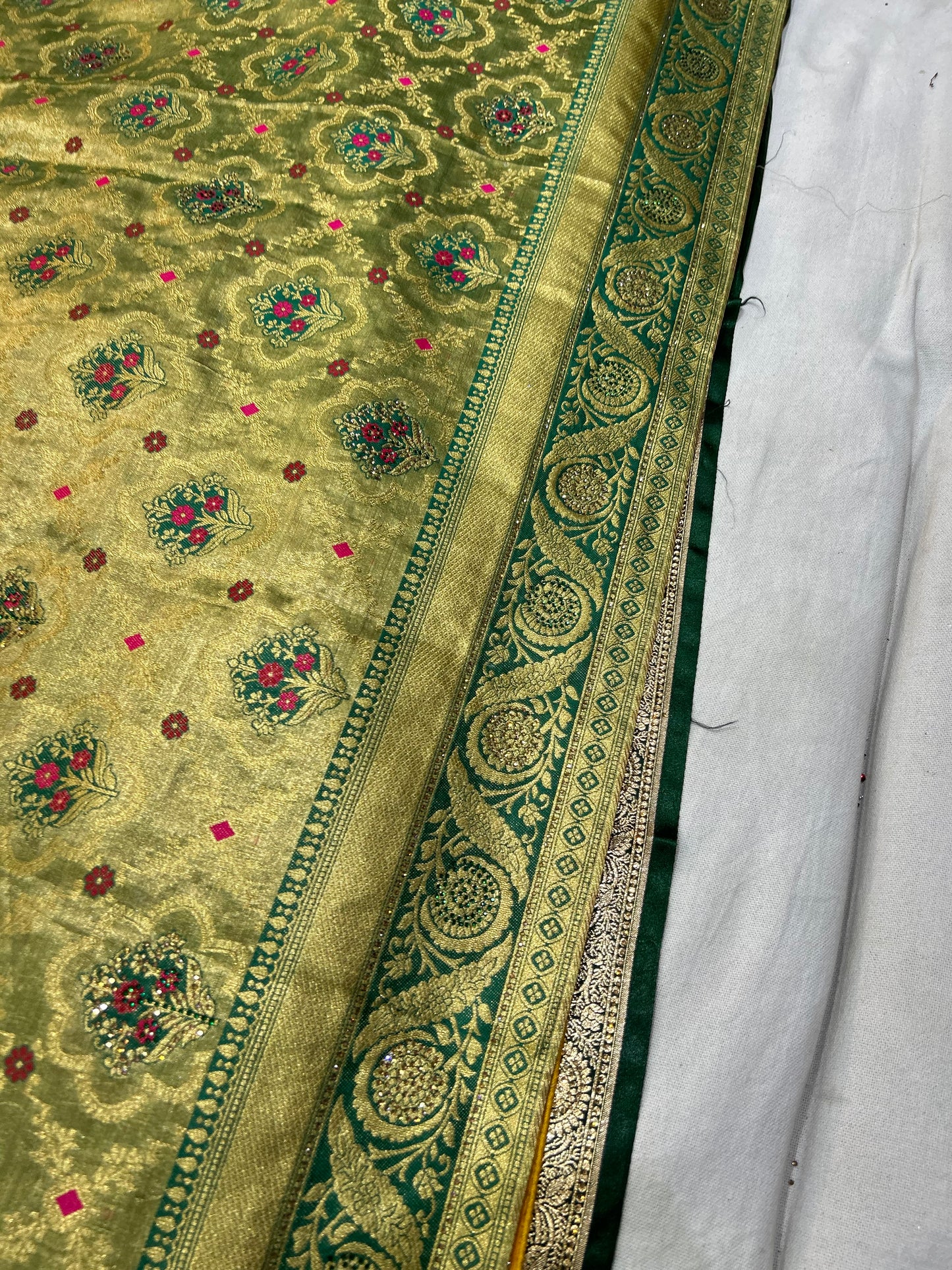 Dreamy Banarasi dark green Saree