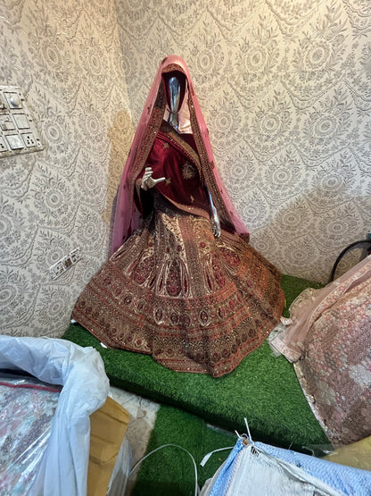 Maroon red bridal Lehenga