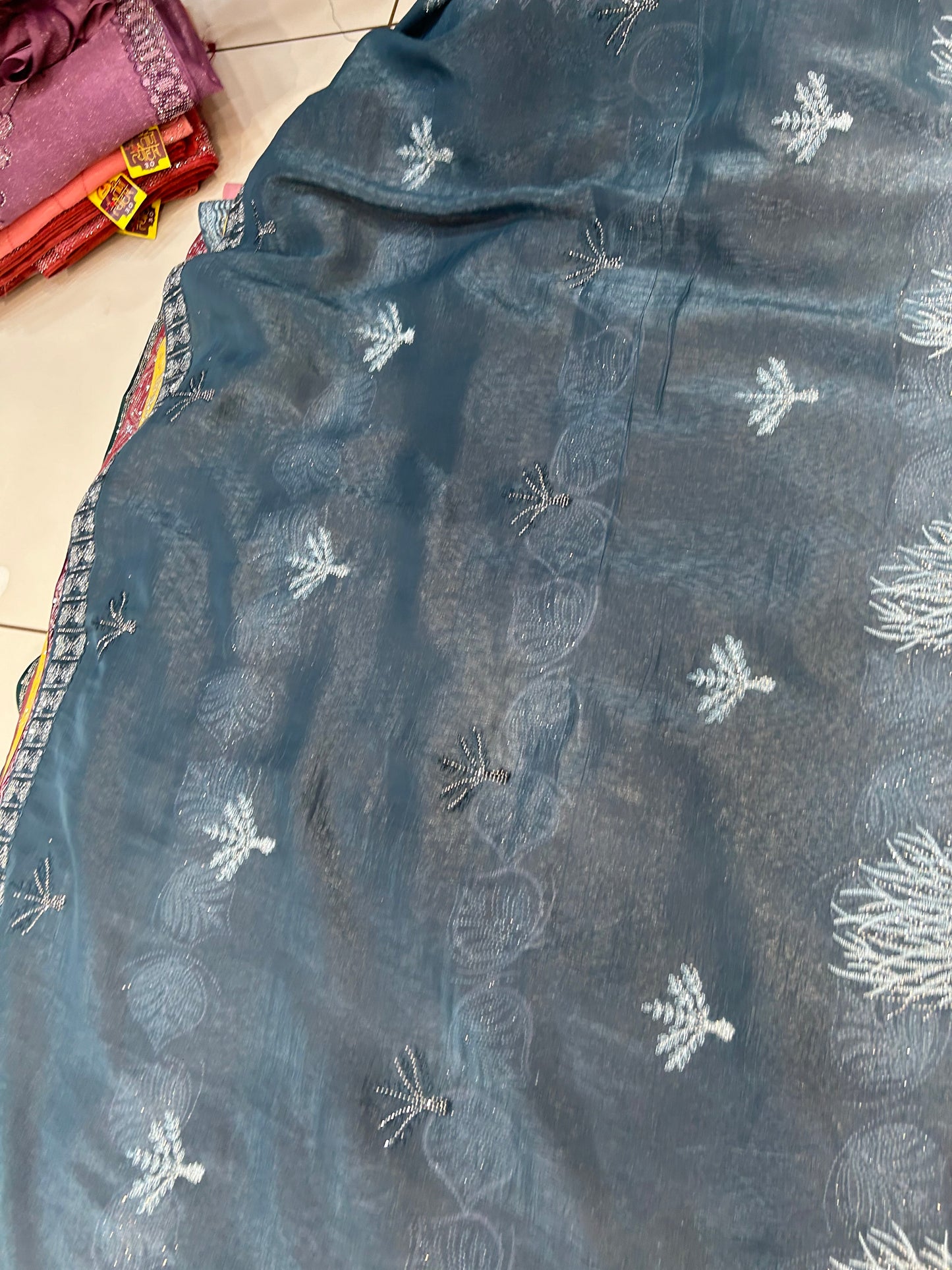 Decorative blue saree