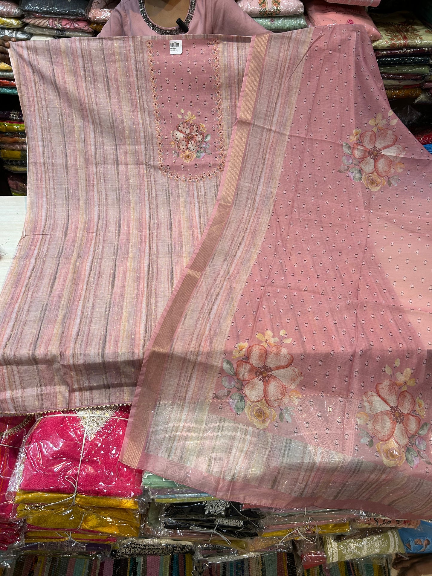 Majestic pink Unstitched suit