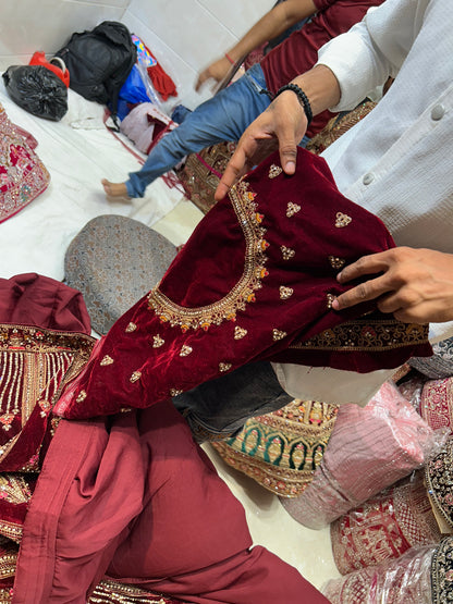 Lehenga nupcial granate Doli Barat