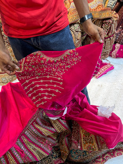 Dark pink bridal Lehenga